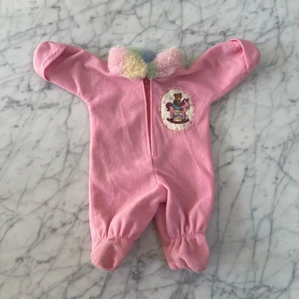 Doll Fleece Sleeper Embroidered Bear Rocking Horse Patch OS